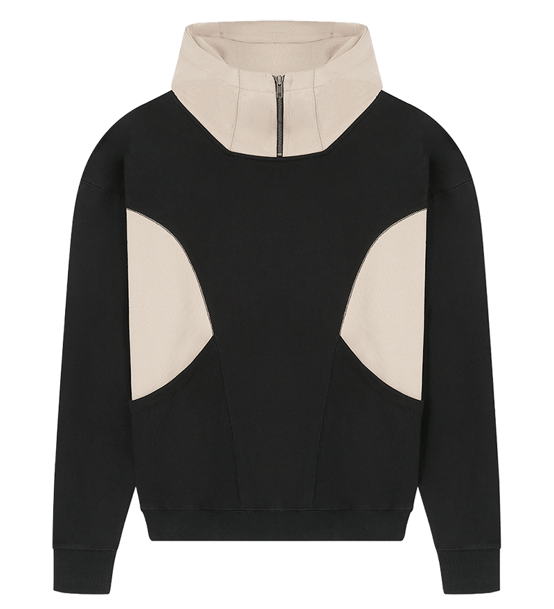 Earth Positive Hoodie Black/Fawn / XS Earth Positive Colour Panelled Hoodie